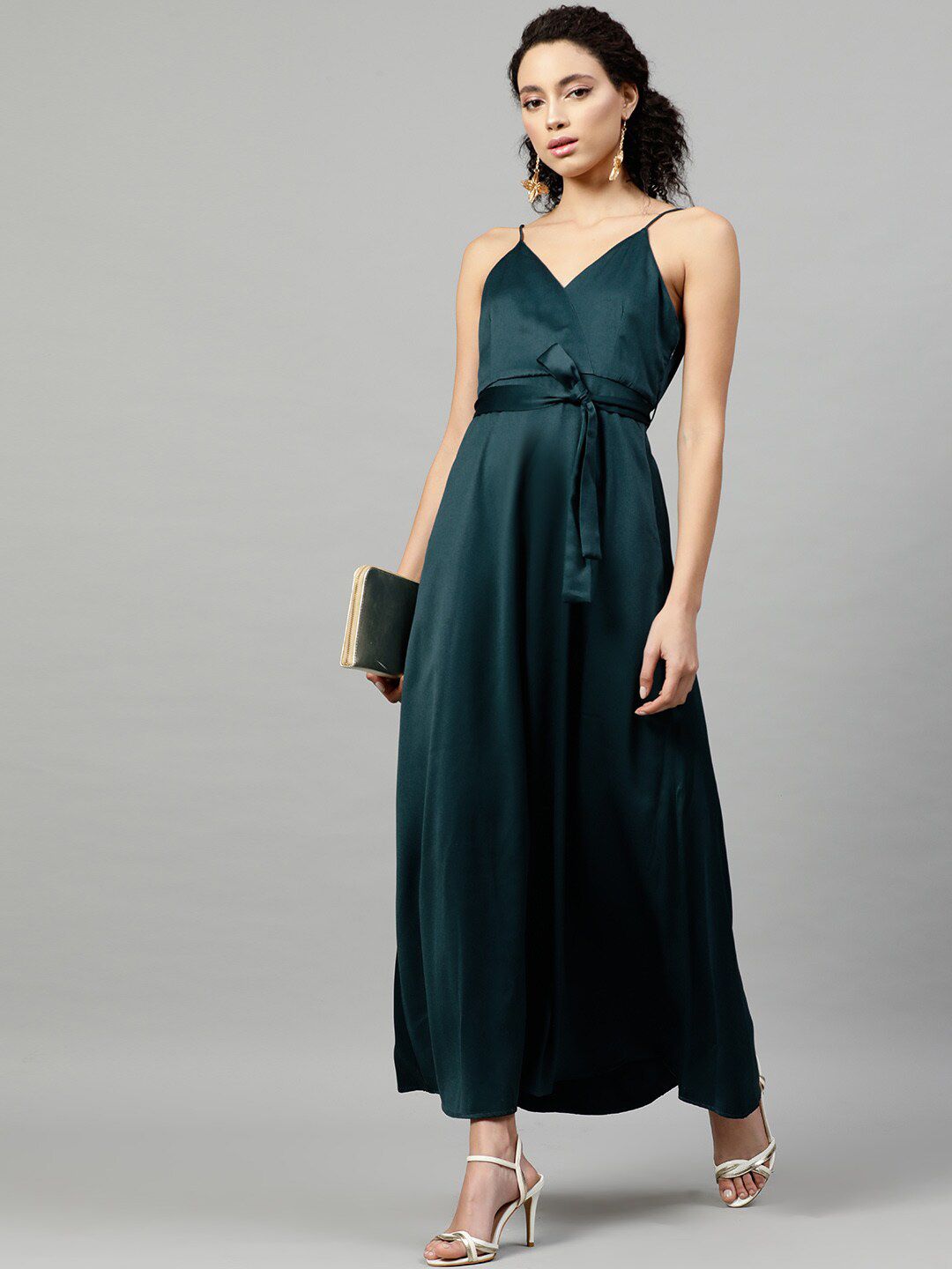 STREET 9 Women Green Solid Maxi Dress