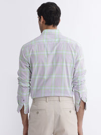 RARE RABBIT Men Lavender Custom Slim Fit Checked Casual Shirt