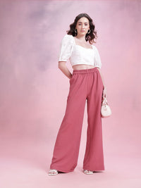 DressBerry Women Textured Wide Leg Trousers