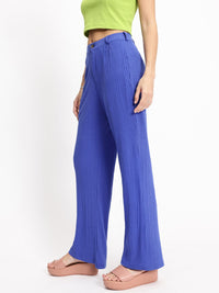 DressBerry Women Plisse Flare Goals Trousers