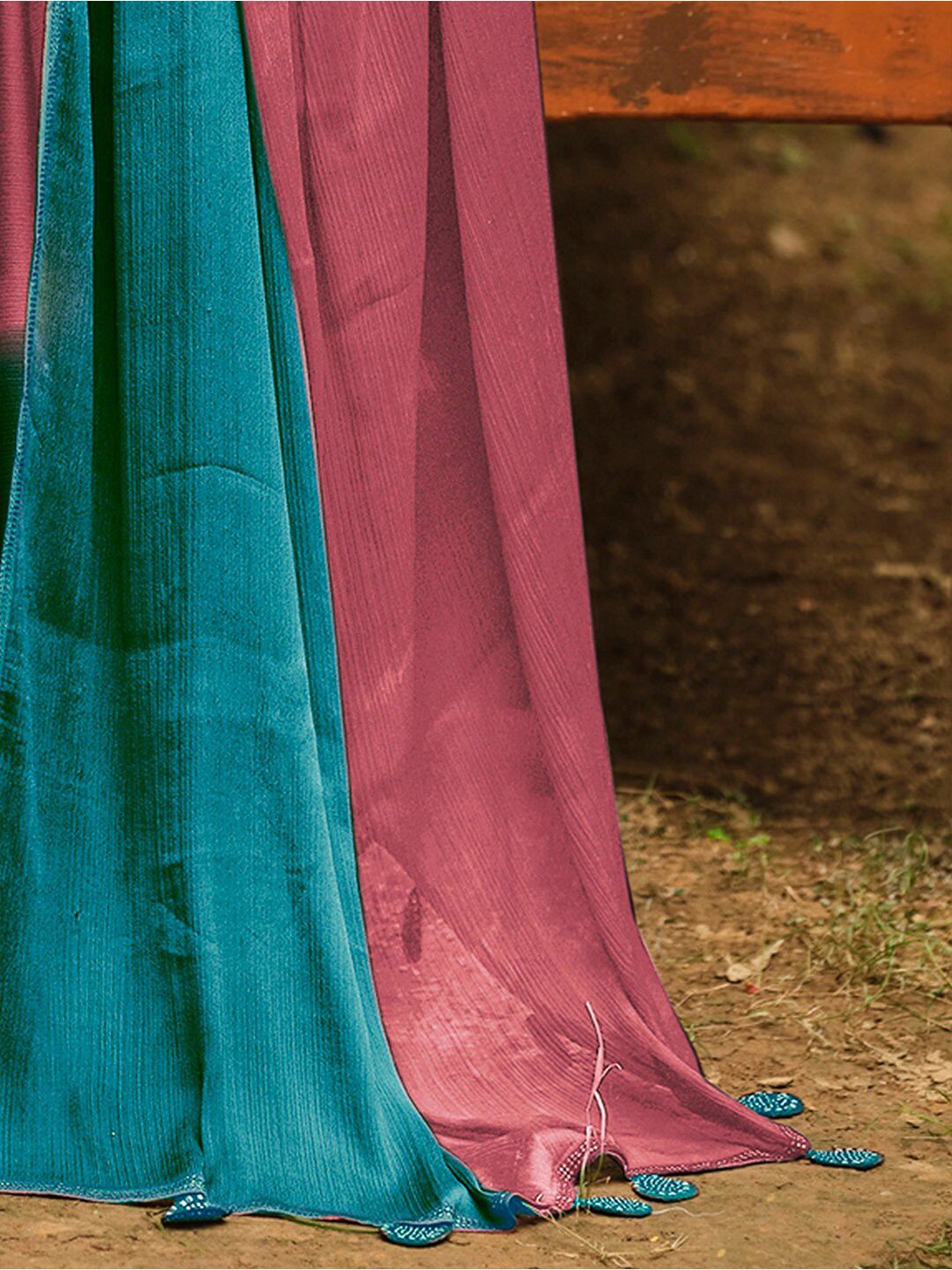 Saree mall Ombre Sequinned Pure Chiffon Sarees