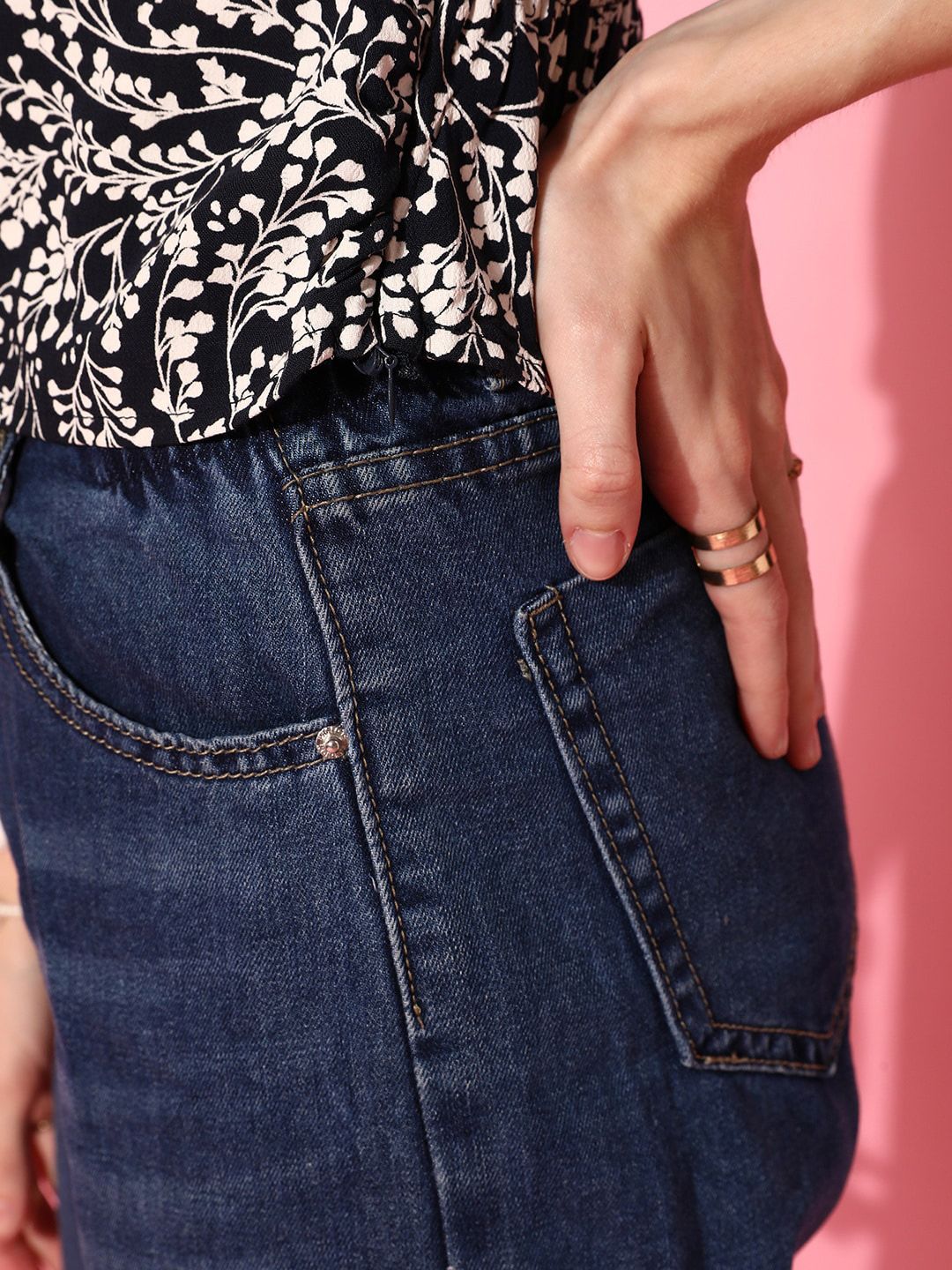 STREET 9 Navy Blue Floral Top
