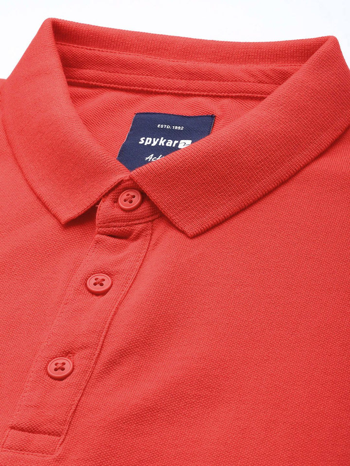 SPYKAR Pure Cotton Typography Printed Polo Collar Slim Fit T-shirt