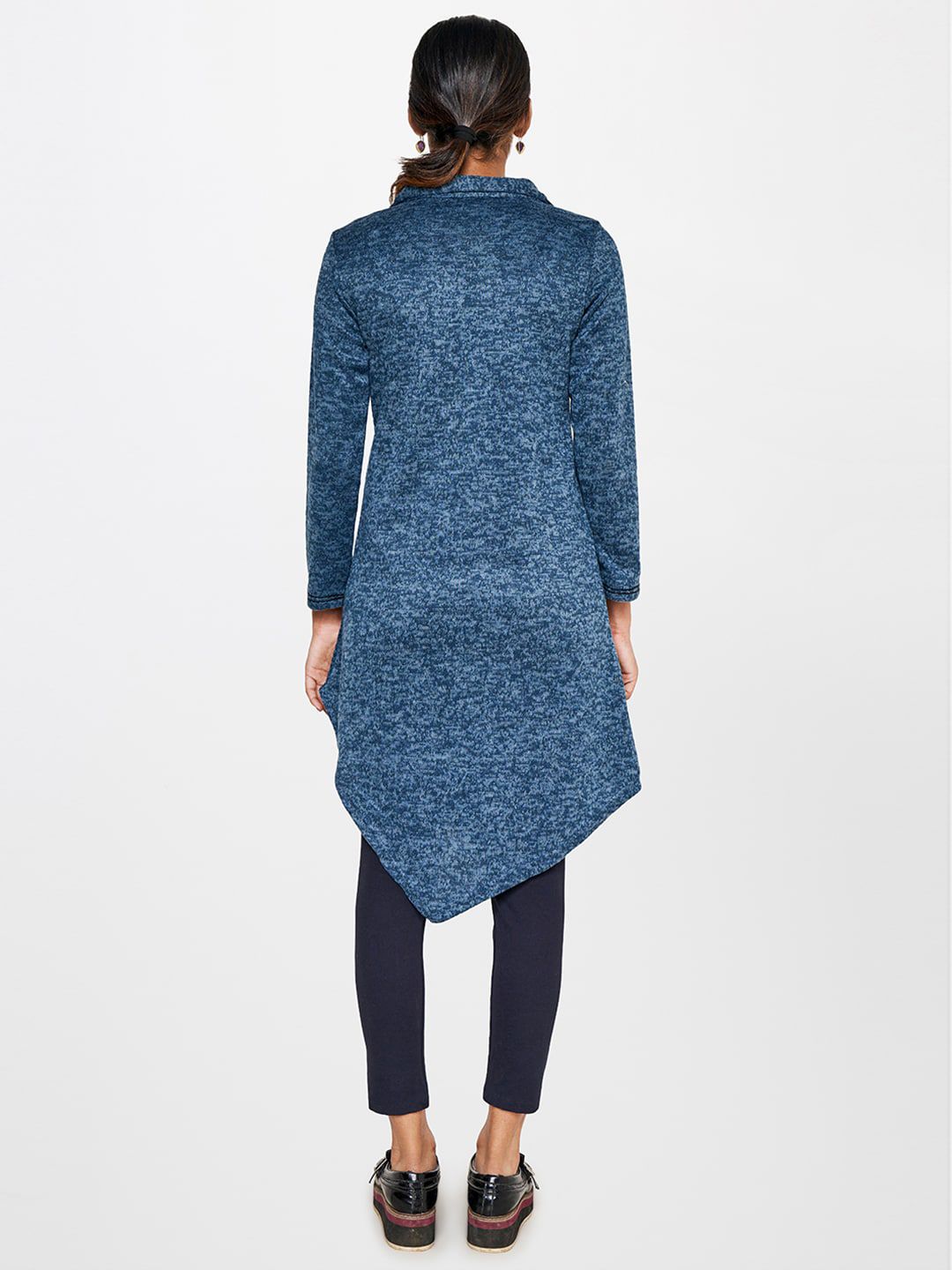 Global Desi Self Design Shirt Collar Tunic