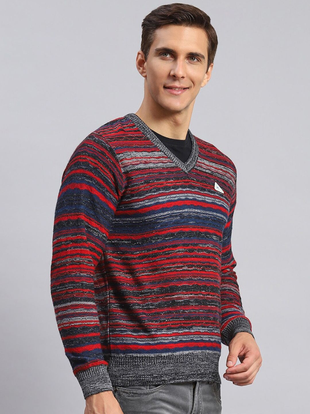 Monte Carlo V-Neck Striped Woollen Pullover