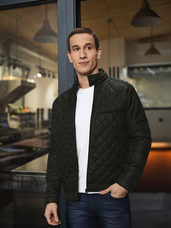 The Indian Garage Co Men Slim Fit Zip-Front Puffer Jacket with Insert Pockets