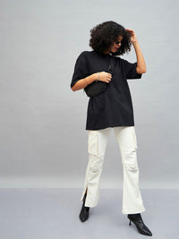 SASSAFRAS More Self Love Printed Drop-Shoulder Oversized Pure Cotton T-shirt