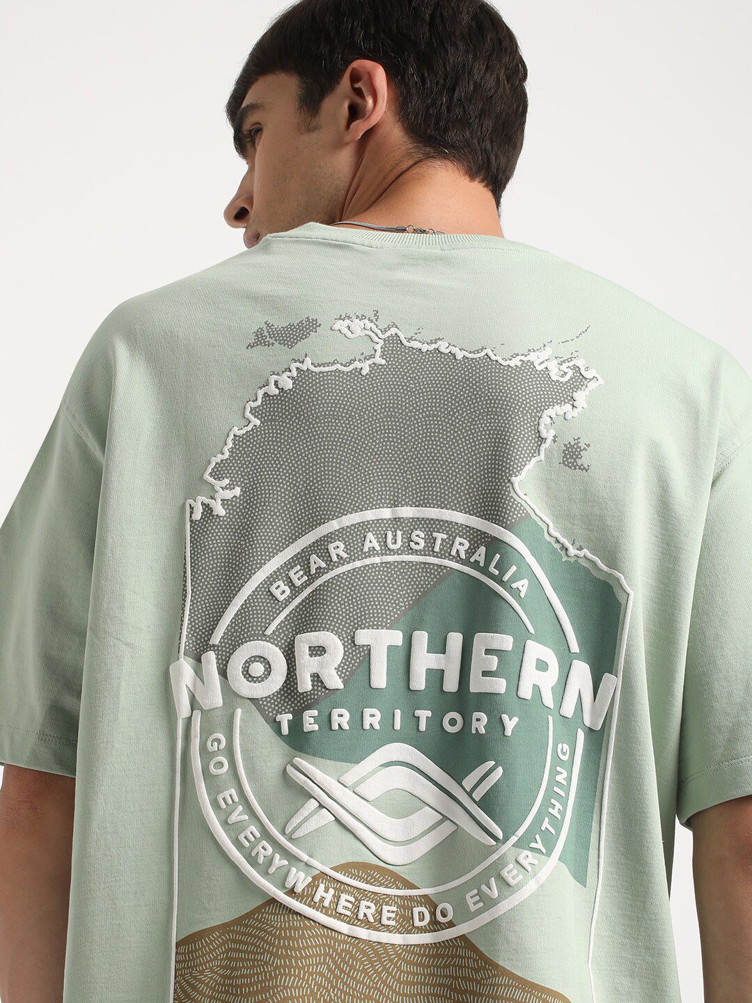 THE BEAR HOUSE Graphic Printed Round Neck Cotton Oversized T-shirt