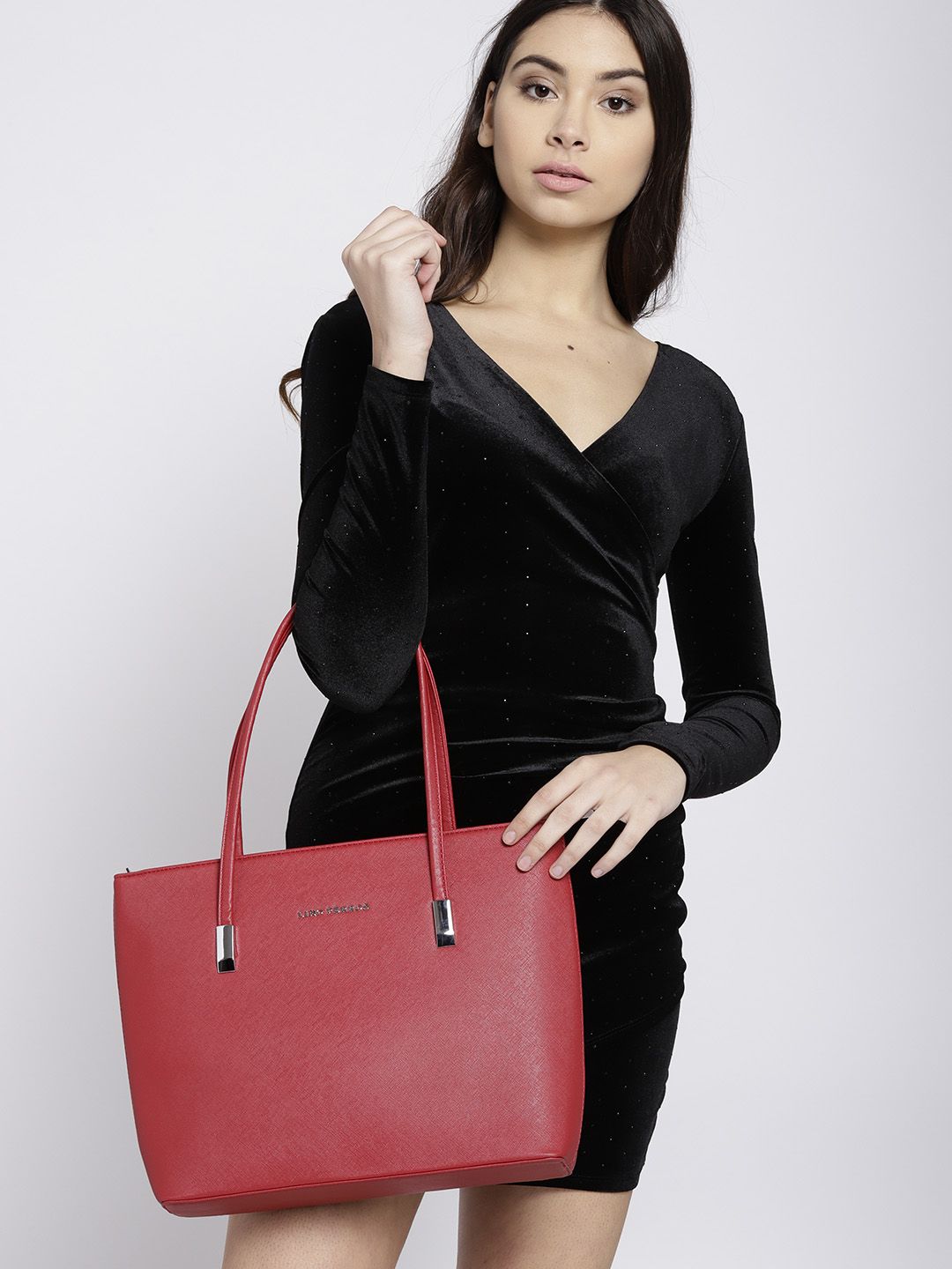 Lino Perros Red Solid Laptop Bag