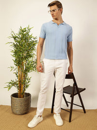 Thomas Scott Men Knit Striped Polo Collar T-shirt