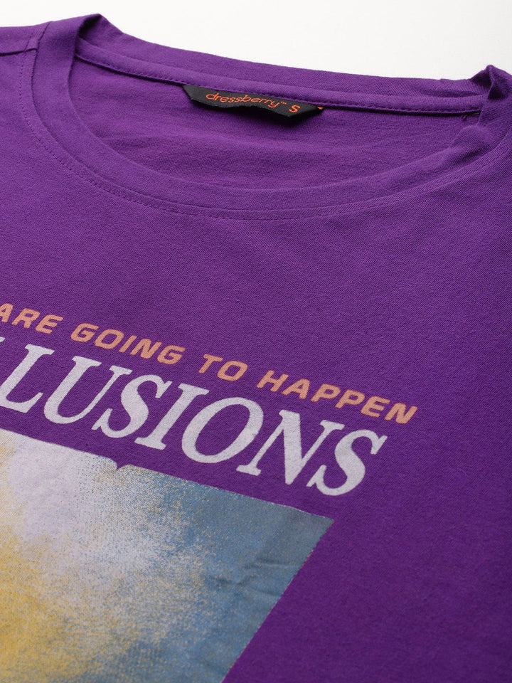 DressBerry Printed Drop-Shoulder Sleeves Pure Cotton T-shirt