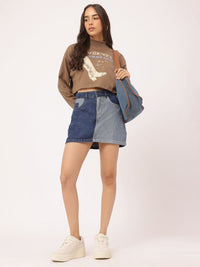 DressBerry Printed Drop-Shoulder Crop Sweatshirt