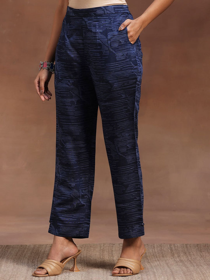 Libas Blue Floral embroidered Zari Kurta With Trousers & Dupatta