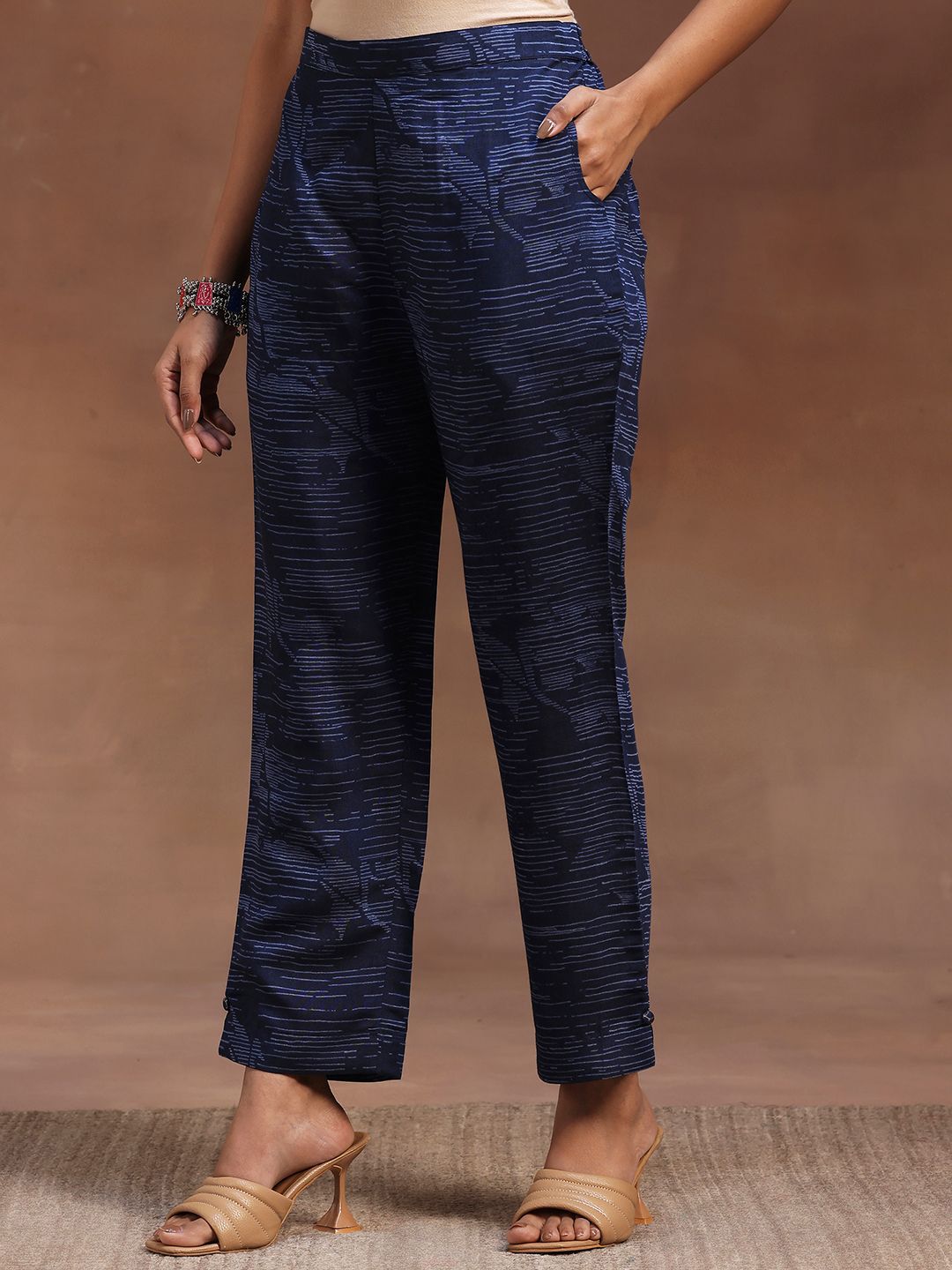 Libas Blue Floral embroidered Zari Kurta With Trousers & Dupatta