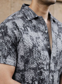 Powerlook Men Regular Fit Abstract Printed Spread Collar Casual Shirt