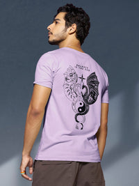 Bewakoof Lavender Graphic Printed Round Neck Cotton T-shirt