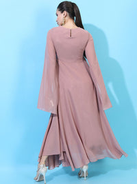 Vishudh Women Embroidered Round Neck Maxi Dress