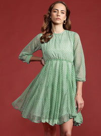 all about you Printed Semi-Sheer Fit & Flare Dress