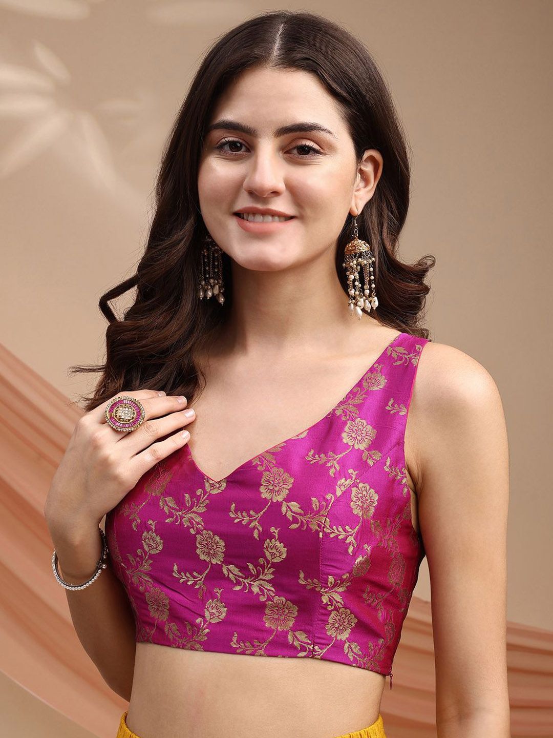 Tikhi Imli Woven Design Brocade Saree Blouse