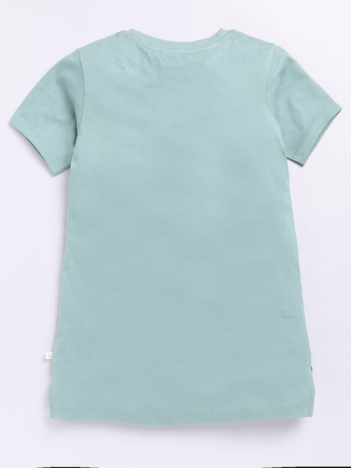 Happy Faces Kids Girls Typography Printed Pure Cotton Longline T-Shirt