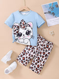 YK Girls Printed T-shirt with Trousers