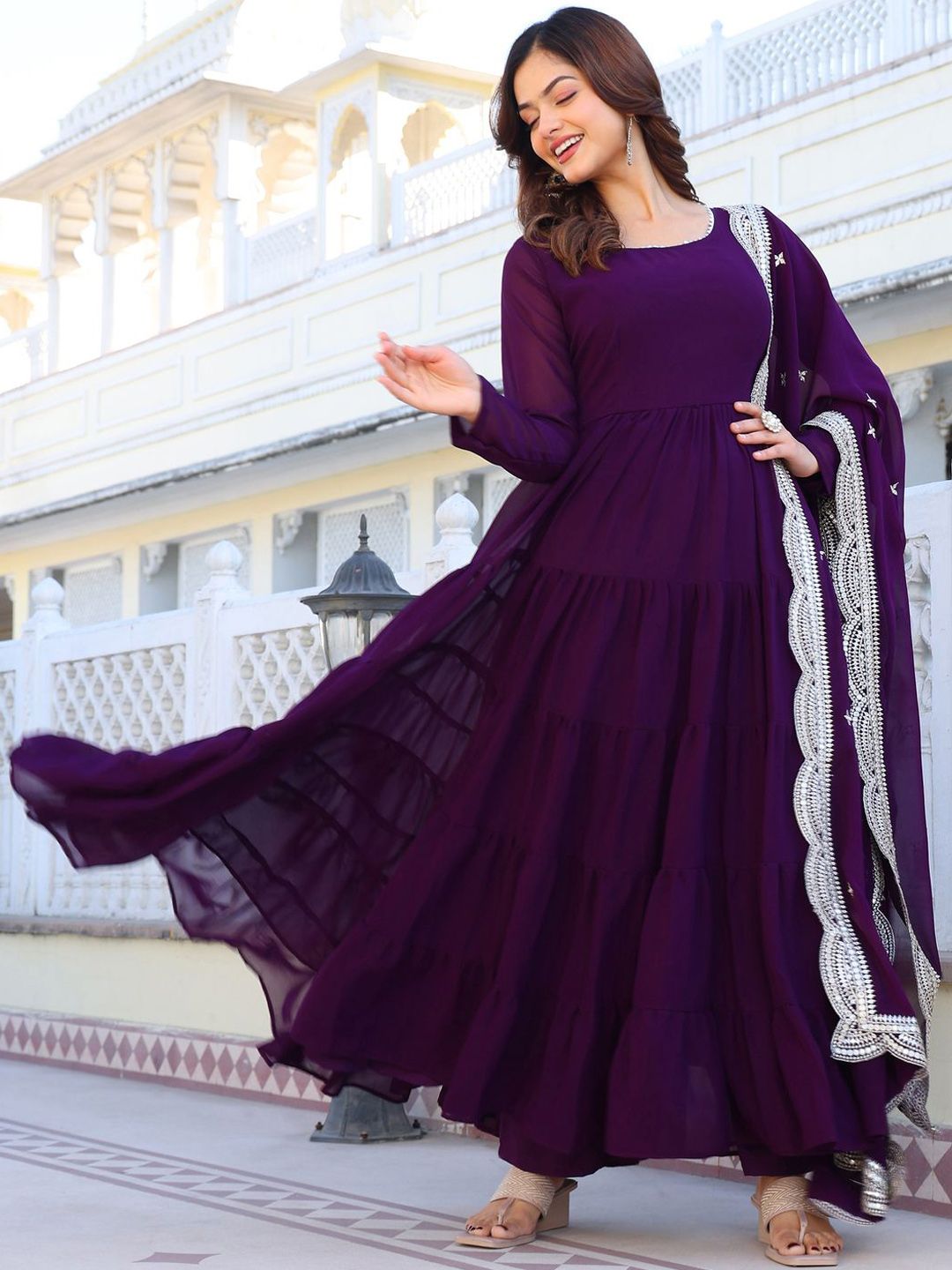 KALINI Women Ethnic Motifs Layered Kurta with Pyjamas & With Dupatta