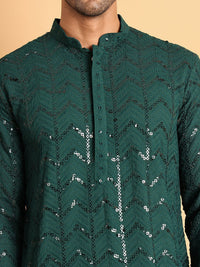 Jompers Men Leheriya Embroidered Sequinned Kurta