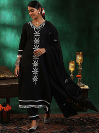 Libas Women Ethnic Motifs Embroidered Regular Thread Work Pure Cotton Kurta with Trousers & With Dupatta