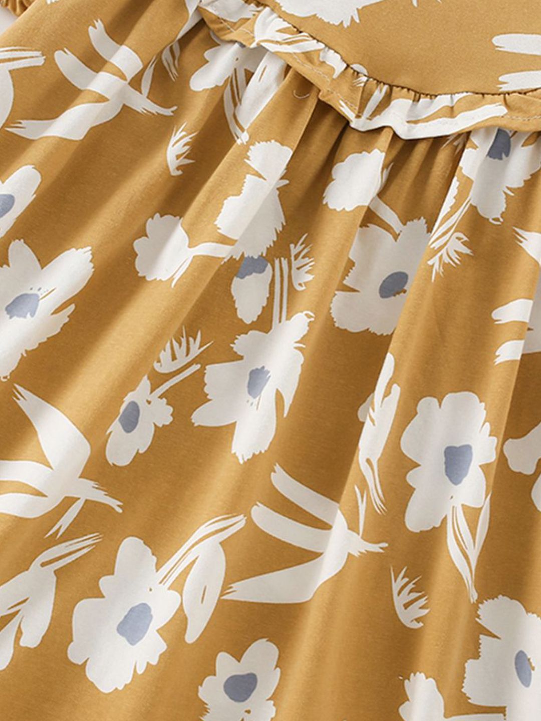 YK Floral Print Puff Sleeve Fit & Flare Mini Dress