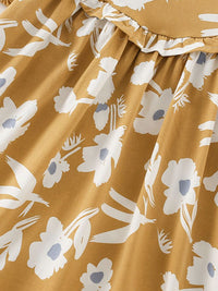 YK Floral Print Puff Sleeve Fit & Flare Mini Dress