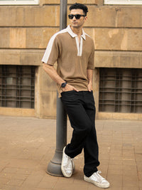 Powerlook Men Polo Collar Drop-Shoulder Sleeves Oversized T-shirt