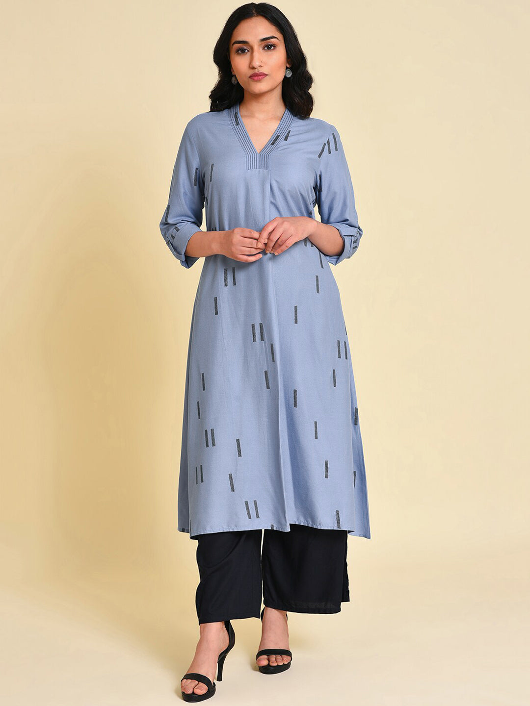 W Geometric Printed V-Neck Anarkali Kurta