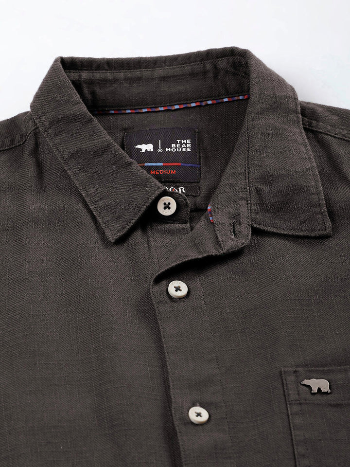 THE BEAR HOUSE Slim Fit Opaque Casual Pure Cotton Shirt