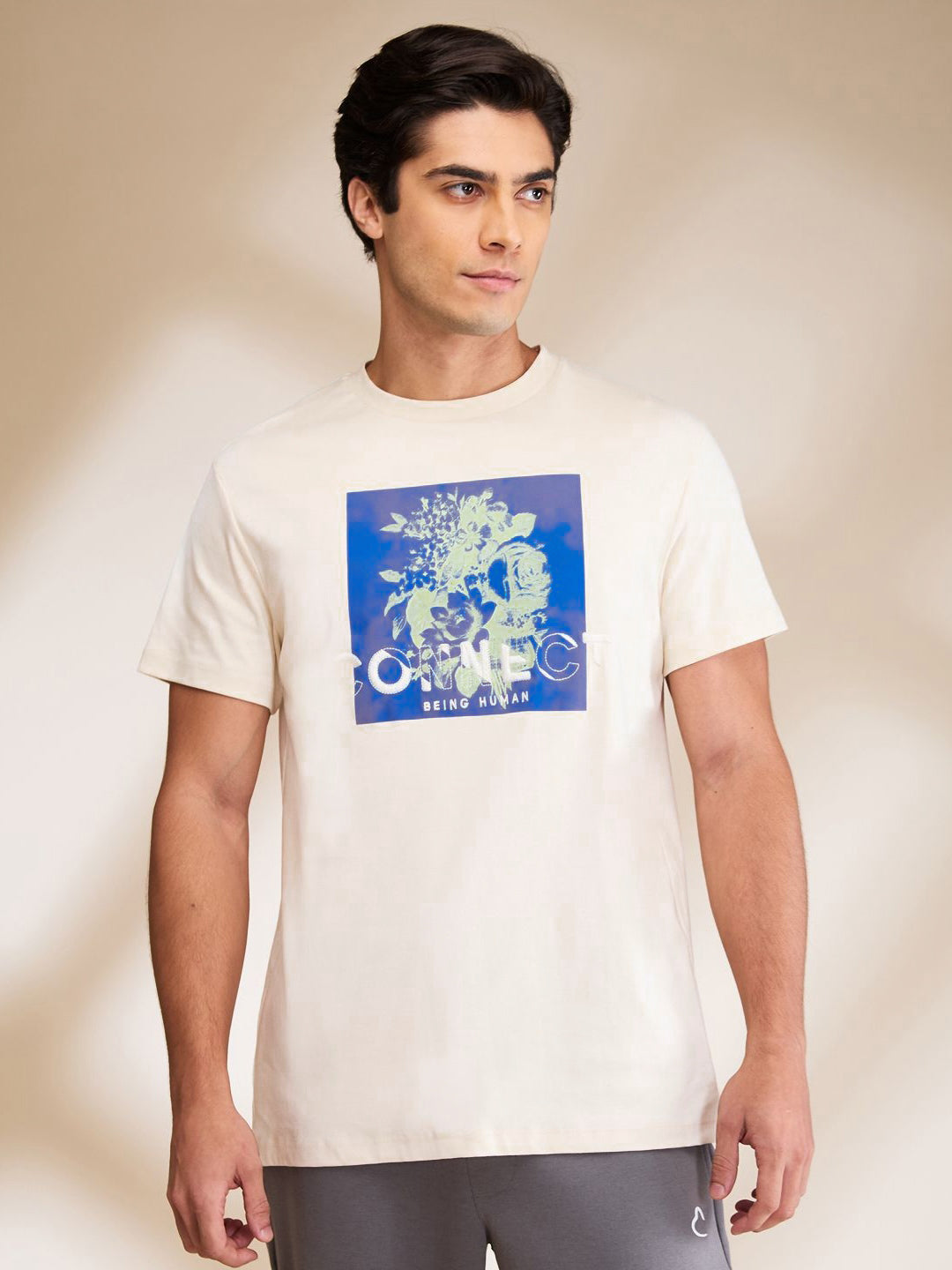 Being Human Pure Cotton Typography Printed Applique T-shirt