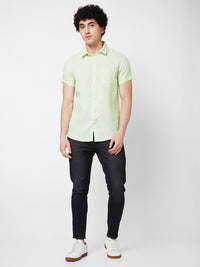 SPYKAR Spread Collar Short Sleeves Linen Casual Shirt