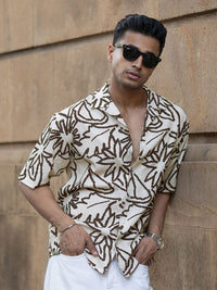 Powerlook Men Cuban Collar Textured Casual Shirt