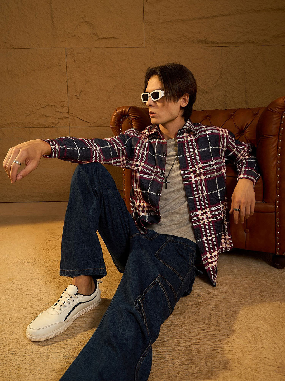 Dennison Men Double Pocket Drop Bahu Kapas Berlebihan