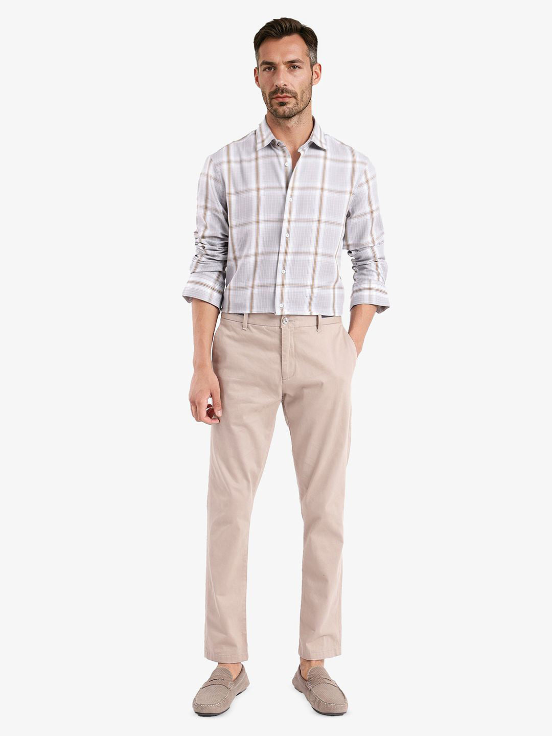 RARE RABBIT Men Comfort Spread Collar Checked Cotton Casual Shirt