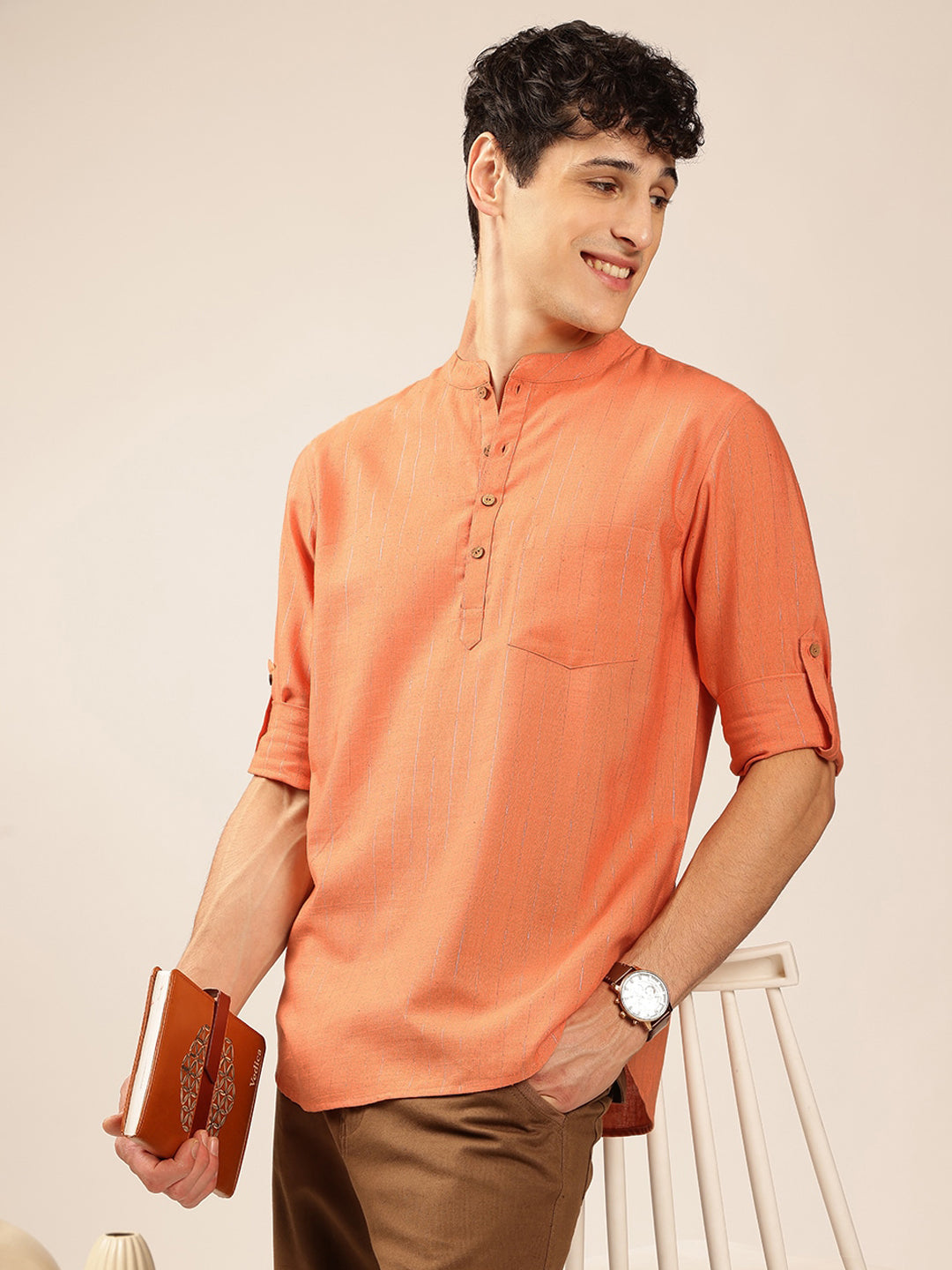 Anouk Mandarin collar Pathani Short Kurta