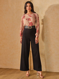 AND Women Floral Printed Boat Neck Top