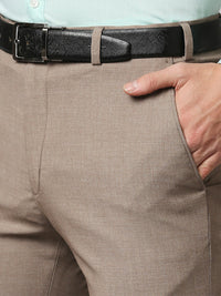 Raymond Men Brown Solid Slim Fit Formal Trousers