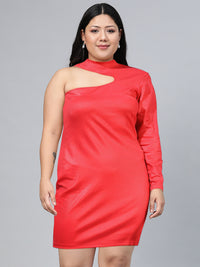 Tokyo Talkies Red Cutout One Shoulder Sheath Dress