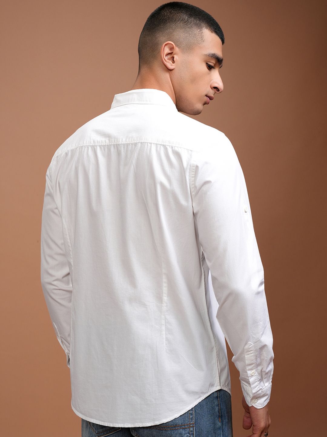 Highlander White Slim Fit Casual Shirt