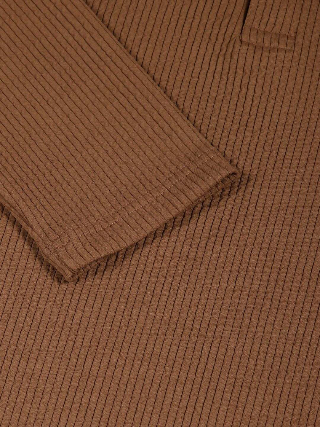 Thomas Scott Men Smart Self Design Polo Full Sleeves T-shirt