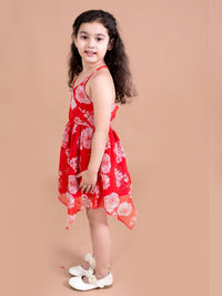 pspeaches Red Floral Printed Chiffon Dress