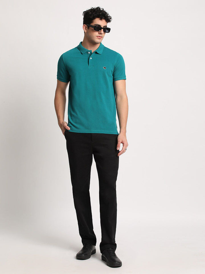 THE BEAR HOUSE Men Solid Regular Fit Cotton Polo Collar T-Shirts