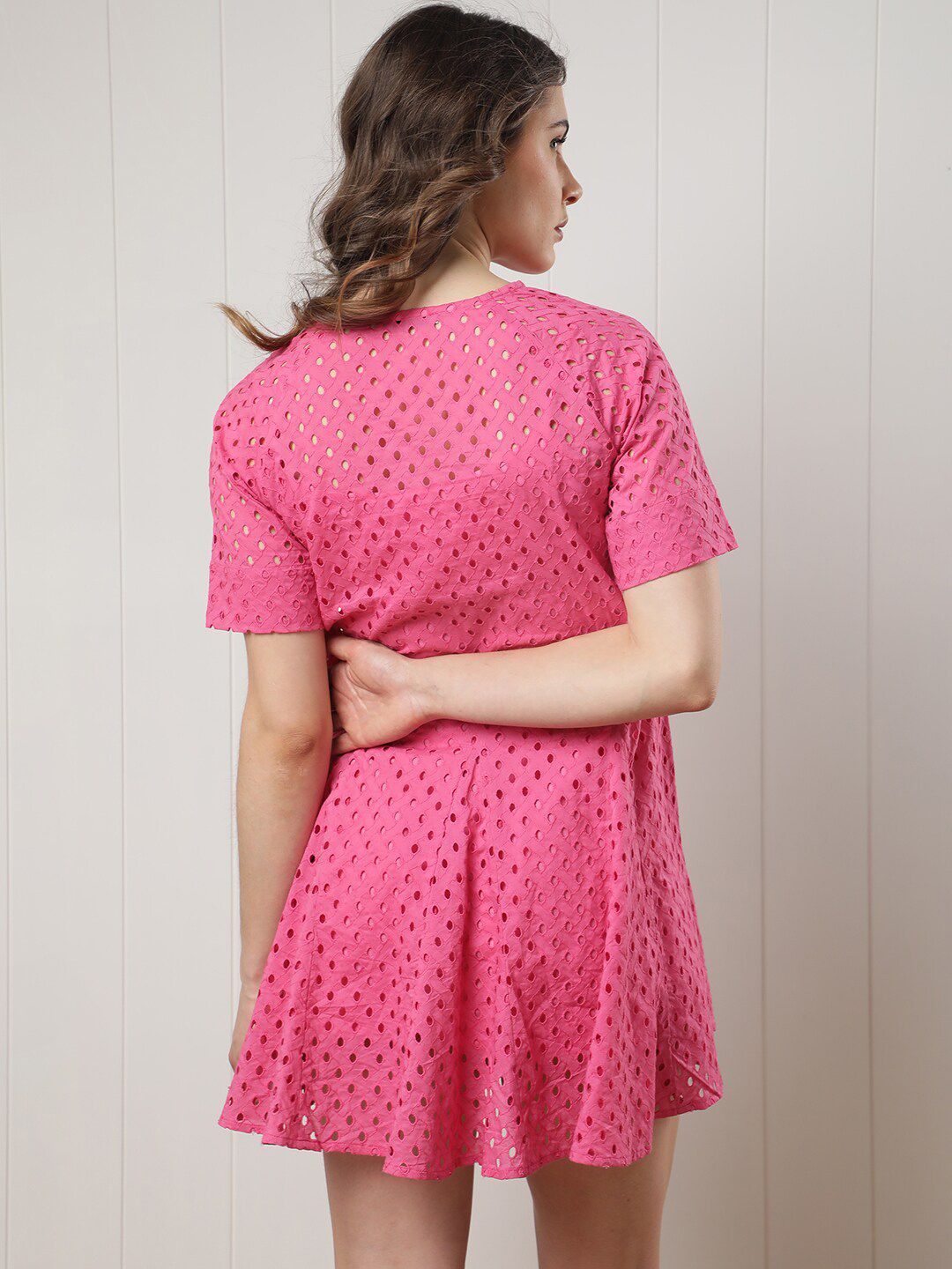 RAREISM Tie-Up Neck Self Design Dress