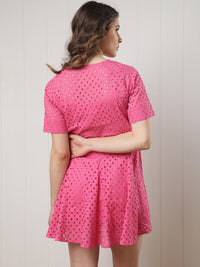 RAREISM Tie-Up Neck Self Design Dress