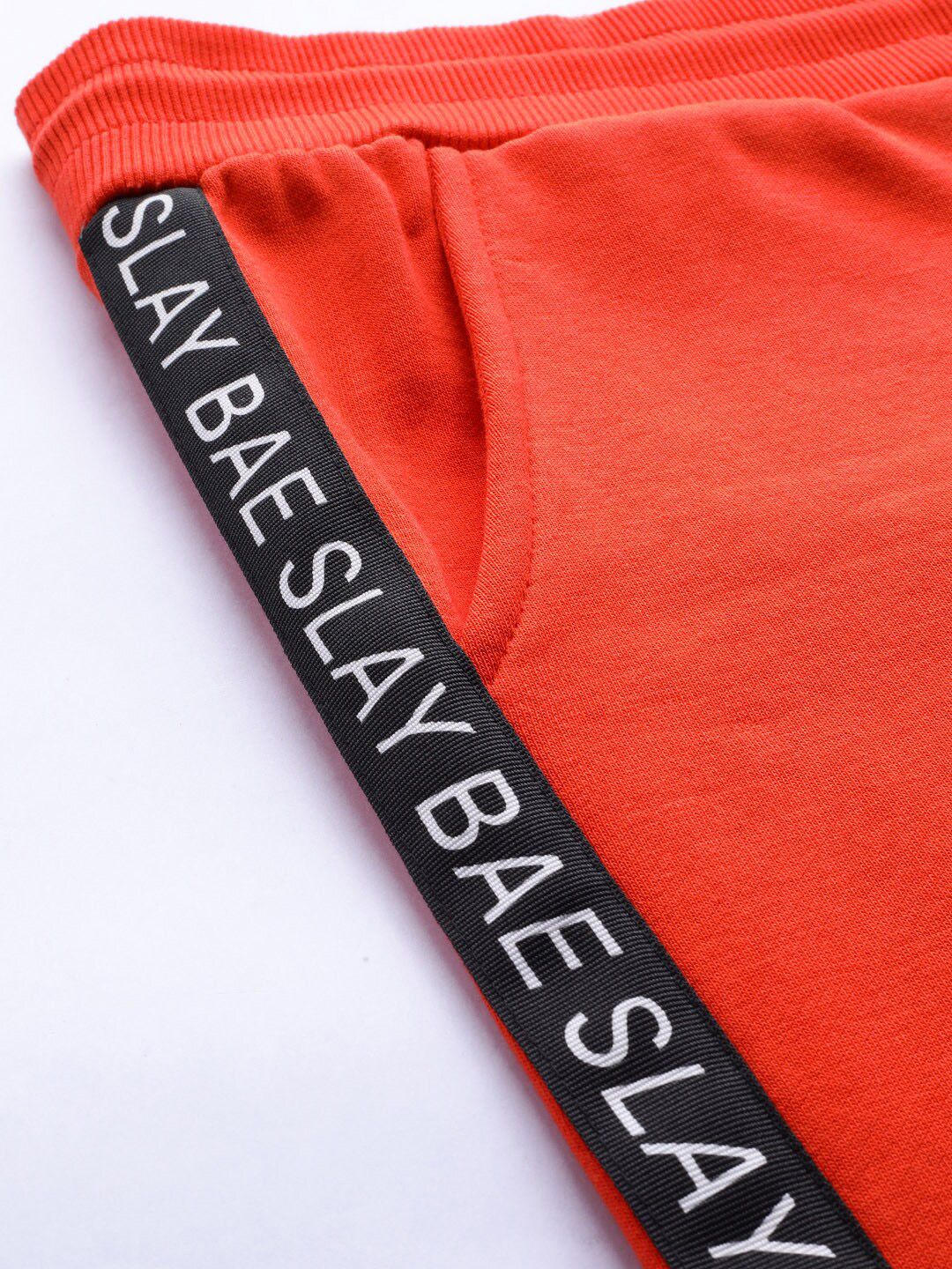 STREET 9 Women Pure Cotton Orange Regular Fit Solid Joggers