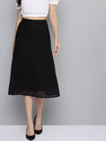 SASSAFRAS Black Lace Design A-Line Skirt